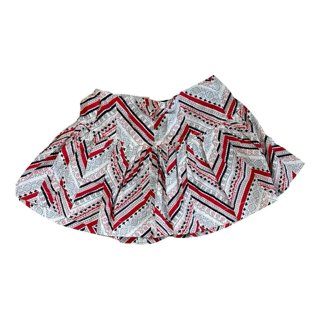 Old Navy Girls L Kids Red White Blue Bandana Print Pleated Boho Mini Skirt Cute